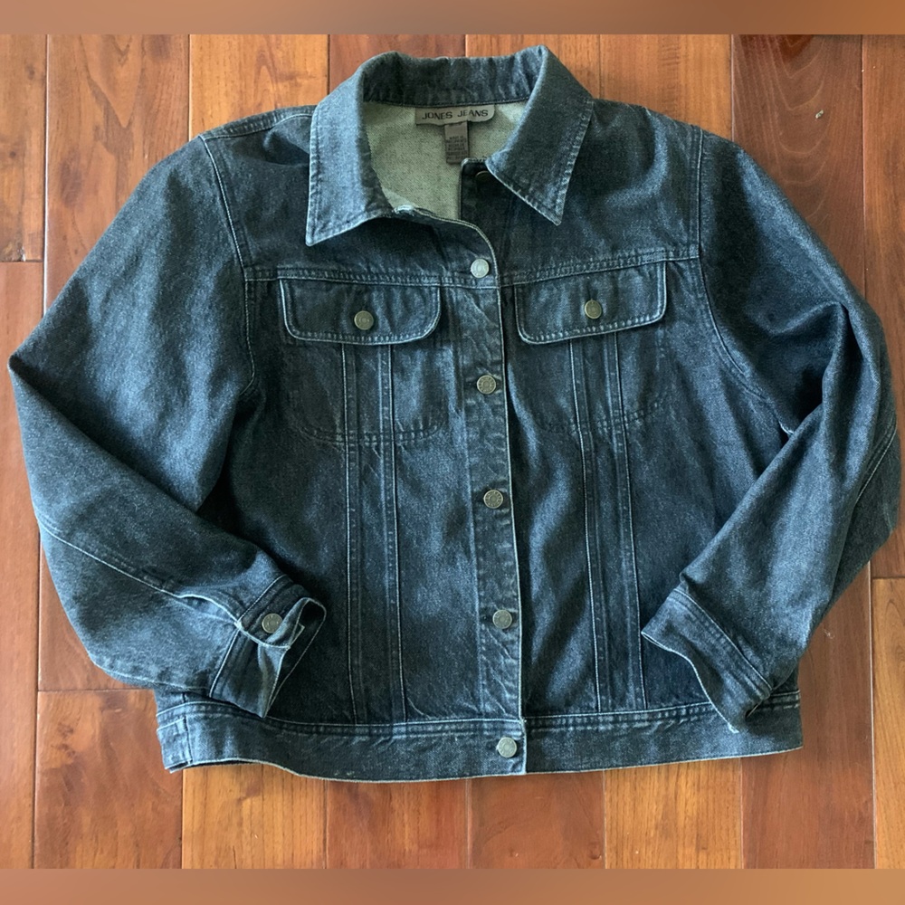 Jones & Co Jacket Women's Size XL Classic Black Denim 100% Cotton